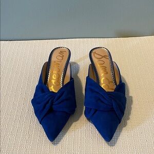 Sam Edelman Blue Mules with Bow Detail